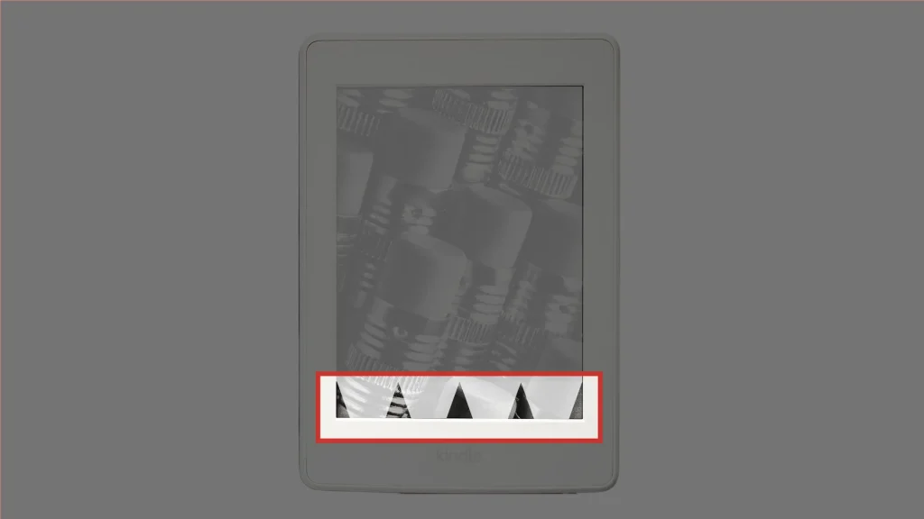 Kindle の 4 個のフロントライトで発生する明るさムラのイメージ図