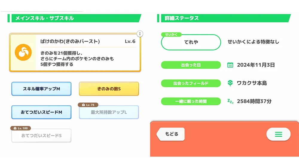 ミミッキュが Lv. 65 に到達した時点のステータス画面